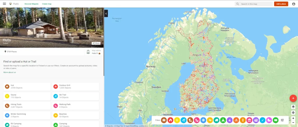 The Finnish huts map on the web – awesome spots and hikes in Finland